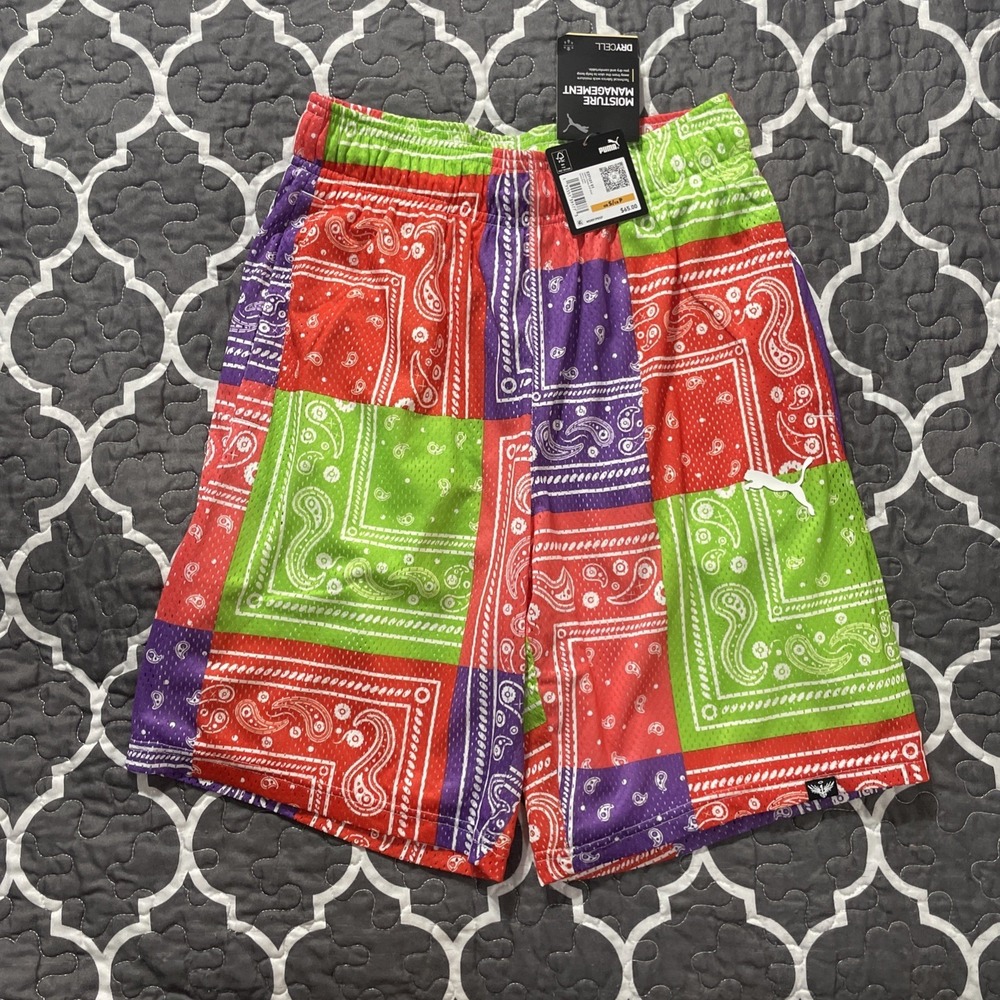 Puma x LaMelo Paisley AOP Multicolor Shorts Mens Size Small 531101-01 NWT